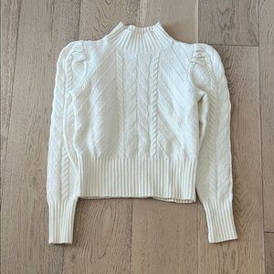 LOFT Cream Cable Knit Turtleneck Sweater Size Small